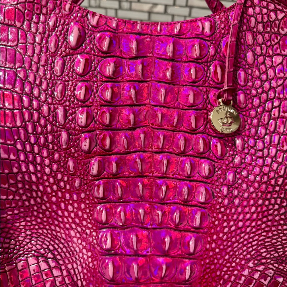 Brahmin Fuchsia Crocodile-Embossed Tote - Picture 7 of 7